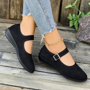 Women's Black Mary Jane Flat Shoes